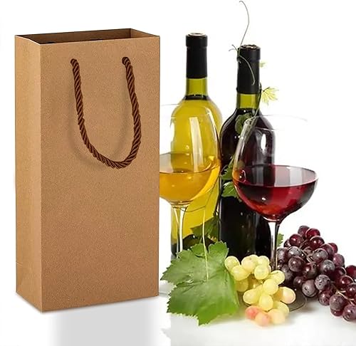 Lot de 10 sacs cadeaux pour bouteilles de vin de qualité supérieure, robustes et réutilisables en papier kraft avec poignées pour fête, Noël, Halloween, mariage, anniversaire, festival, fête, vente au - Nail Gallerys