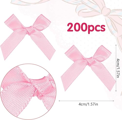 200 Pièces Mini Nœuds Rose en Tissu Doux Mignons Nœuds en Ruban pour Travaux Manuels Mini Nœuds Roses pour Sapin de Noël Téléphone Fête Anniversaire et Autres Décorations de Vacances - Nail Gallerys