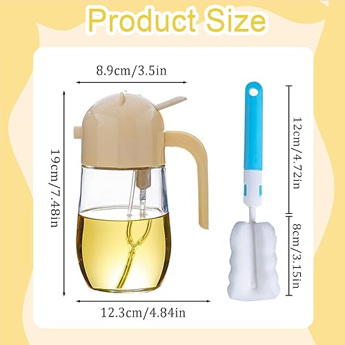 Wondora Vaporisateur Spray Huile Cuisine, Ensemble de 2 PièCes Pulverisateur Huile Cuisine 2 en 1, Vaporisateur Huile Cuisson Avec Brosse de Nettoyage, Pour Cuisiner Griller, Cuire au Four - Nail Gallerys