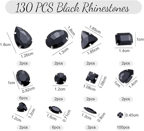 Ceihwa 130 Pièces Strass A Coudre Sur Tissu,Rhinestones Strass en Verre Couture pour Vetement,Strass A Coudre Cristal,Strass Griffes En Métal IncrustéEs pour Décoration,Strass Collant Vetement - Nail Gallerys