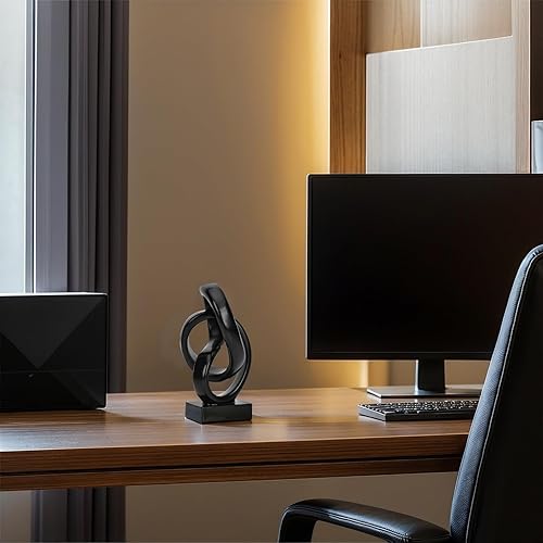 DOVDOV Statue abstraite en bronze avec nœud en corde, décoration géométrique, table basse de salon, étagère de comptoir, décoration en bronze, table basse, entrée, décoration de bureau. - Nail Gallerys