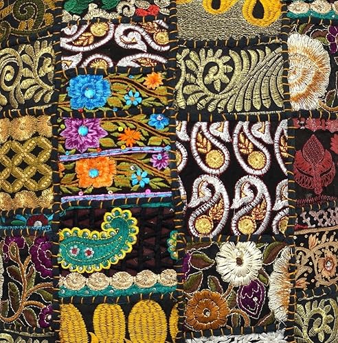 Housses de coussins - Style vintage et patchwork indien - Broderies faites mains - 40 x 40 cm - Nail Gallerys