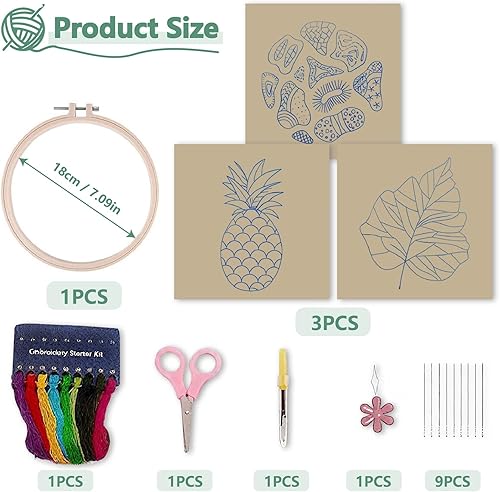 OYIWINMI Kit de broderie pour débutants, kit de broderie pour débutants, motif floral, kit de broderie pour adultes, kit de broderie avec instructions et outils, kit de point de croix pour bricolage - Nail Gallerys