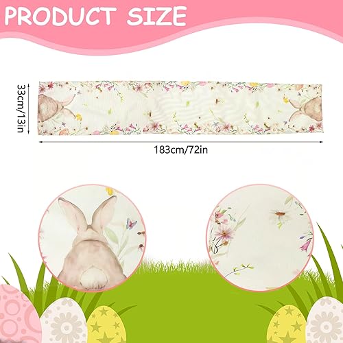 GothicBride Chemin de Table en Forme d'œufs de Pâques - Nappe de Pâques 33 x 183 cm - Décoration de Table de Cuisine, Salle à Manger, décoration de Table, Lapin de Pâques pour fête de Vacances, décor - Nail Gallerys