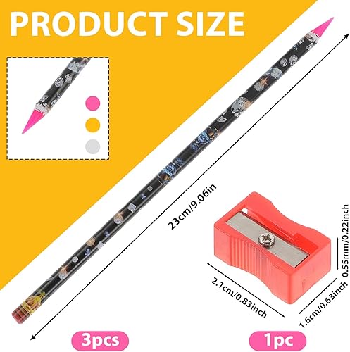 Lot de 3 outils de sélection de strass, crayon de cire autocollant, outils d'art de diamant, applicateur de strass, outil de pointillage de bijoux pour nail art avec taille-crayon - Nail Gallerys