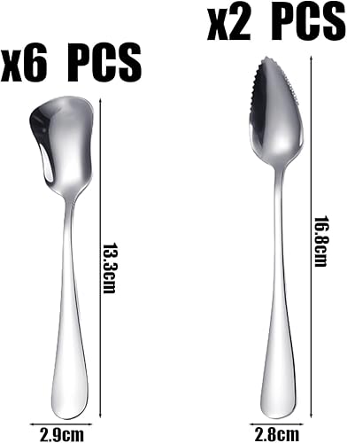 Lot de 6 cuillères à glace, 2 grattoirs à boue, séparateurs de glace, cuillères en acier inoxydable avec long manche, cuillère à glace conique, cuillère à sauce de cuisine, cuillère mélangeur de - Nail Gallerys