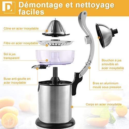 YISSVIC Presse Agrumes Electriques Presse Orange Electrique Automatique Presse Citron Professionnel Puissante à Levier en Acier Inoxydable - Nail Gallerys