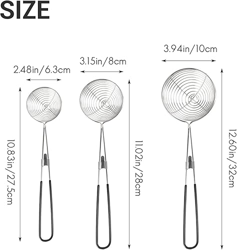 Ksrnsne Lot de 3 passoires rondes en acier inoxydable asiatique - Cuillère à écrémer araignée - Nail Gallerys