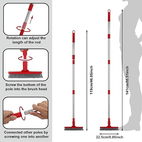 GINZER Ensemble de brosses à joints avec manche long réglable à poils rigides, brosse rotative en forme de V pour joints de carrelage de salle de bain, cuisine et cônes nettoyés durement - Nail Gallerys