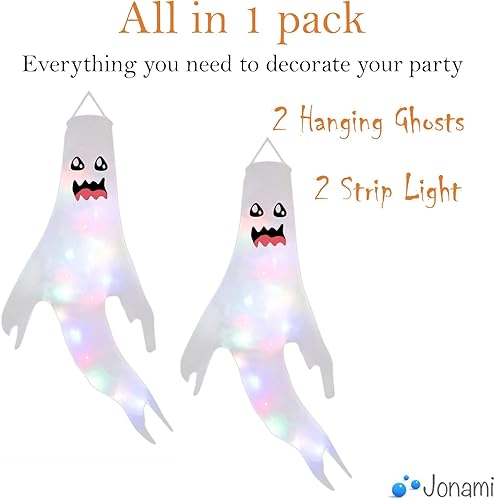 Jonami Deco Halloween Fantôme Suspendu d'halloween, Fantômes Suspendues avec Lumières LED pour la Décoration Extérieure, Accessoires de Décoration de Fête Halloween. - Nail Gallerys