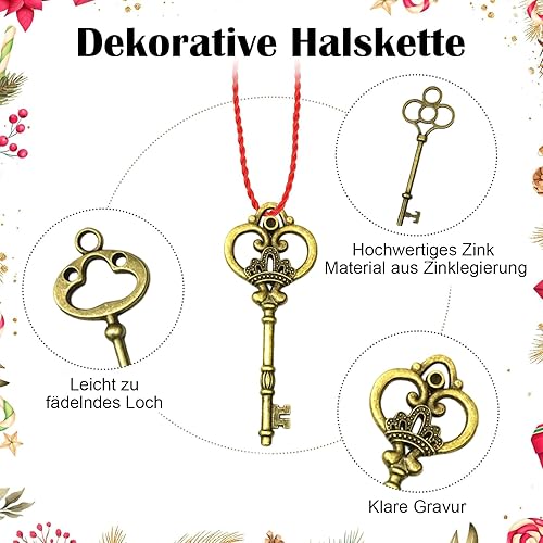 Devenirriche Lot de 18 clés vintage - Mini clés décoratives - Décoration classique - Clé squelette en or vieilli pour bricolage - Décoration de Noël - Décoration de mariage, bronze - Nail Gallerys