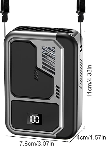 Portable Waist Fan, Compact Belt Clip, 4.33x3.07in Digital Display Air Cooler, 3 Adjustable Wind Speeds, USB Rechargeable Battery for Camping, Hiking, Fishing, Beach, Gym, Travel - Nail Gallerys