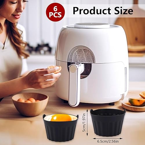 Lot de 6 Ramequin Moule Muffin Air Fryer, Moule a Muffin Silicone Sans BPA, Antiadhésif Moule Gateau Air Fryer, Réutilisable Mini Moules a Cake Silicone, pour Cupcakes, Puddings, Crèmes, Pâtisseries - Nail Gallerys