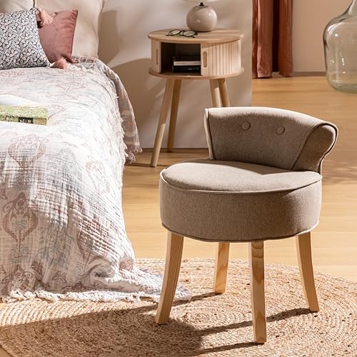 Atmosphera - Tabouret firmin pin Beige 58x49x46cm - Nail Gallerys