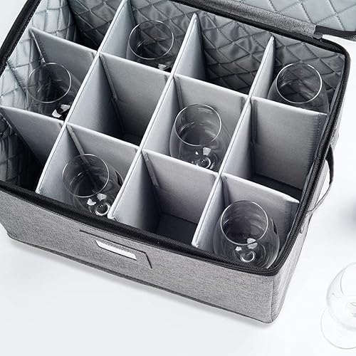 sunwes Rangement de Verres à Vin - Organisateur en Tissu Gris pour 12 Verres à Vin ou Boîte de Rangement Pliable pour Vêtements - Nail Gallerys