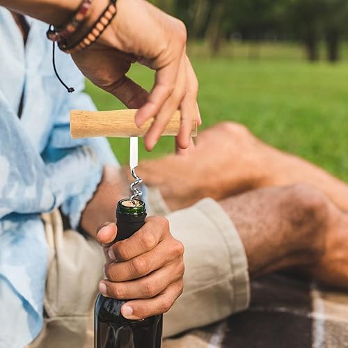 Tire-bouchon classique - Ouvre-bouteille manuel en forme de T - Accessoire de vin manuel professionnel portable en acier inoxydable - Facile à visser et à tirer - Pour homme et femme - Nail Gallerys