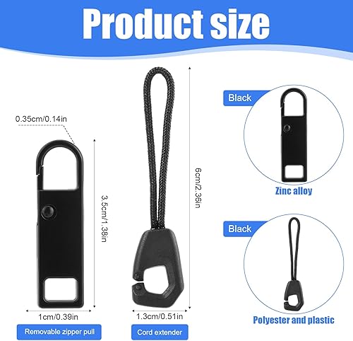 Gosknor 8pcs Tirettes de Réparation Fermeture Eclair Amovible, Zipper Pull Kit de Réparation Cordon Fermeture Éclair Cordon Traction pour Bagages Sacs à Dos Vestes Pantalons Manteaux Chaussures Tentes - Nail Gallerys