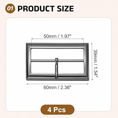sourcing map Lot de 4 boucles de ceinture à broche unique, 5 cm en alliage de zinc, réglable, rectangulaire, barre centrale mobile, boucles à rouleau pour sac à main, accessoires d'artisanat en cuir - Nail Gallerys