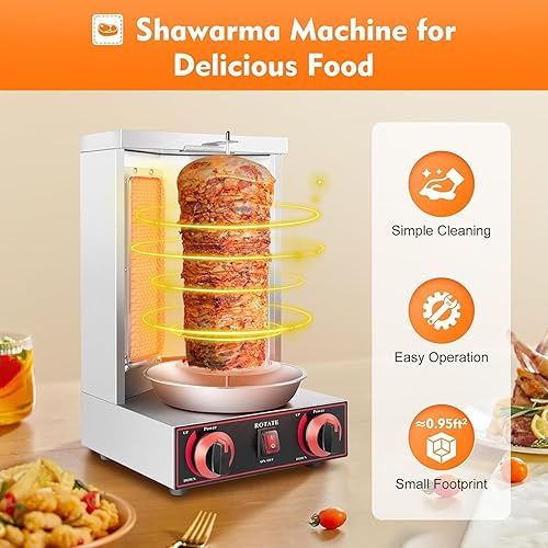 FANYING Machine à shawarma à 2 brûleurs Machine à Gril shawarma Commerciale Rôtissoire Grill Kebab Rôtissoire Verticale Poulet Turc Doner Kebab Broiler pour Cuisine Restaurant - Nail Gallerys