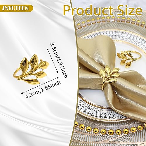 16 Pieces Rond de Serviette en Métal, Doré Anneau Serviette Forme de Feuille de Table, Ronds et Porte-Serviettes pour Mariage Anniversaire Dîner Décoration - Nail Gallerys