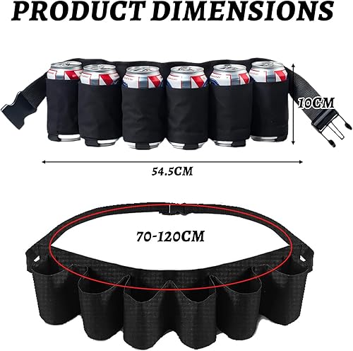 Jortmrd Ceinture Porte Biere Portable Ceinture pour Porte Bière Support Réglable avec 6 Porte-Gobelets Ceinture de Bière pour Camping, Randonnée, Escalade, Festivals, Fêtes (Noir) - Nail Gallerys