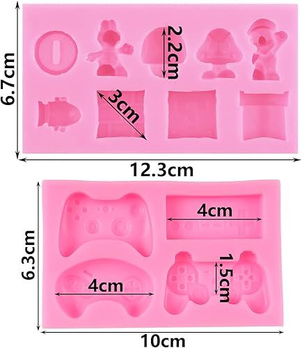 RFGHAC Lot de 2 moules à fondant en silicone Super Mario pour décoration de gâteaux, cupcakes, pâte à sucre, pâte à sucre, argile - Nail Gallerys