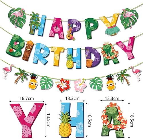 Bannière d'anniversaire Hawaïenne, Décorations de Fête Hawaïennes, Guirlande D'été Tropicale Fruits Tropical pour Les Vacances Fête de Piscine de Plage été Décoration - Nail Gallerys