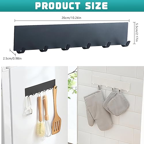 YOUNGSAY 4 Pièces Porte Manteau Mural, Sans Perçage Porte-Manteau Mural, Acier Carbone Portemanteau Murale avec 6 Crochets, Convient pour le Salon et la Chambre (2 Couleurs) - Nail Gallerys