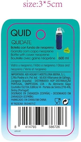 Quid Bouteille en verre avec étui bleu 0,6 l - Nail Gallerys
