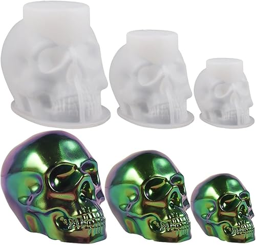 xbiez Moules en silicone en forme de tête de mort squelette en résine époxy pour la fabrication de bougies, la décoration de bureau, le bricolage, les porte-clés, les pendentifs, les loisirs créatifs - Nail Gallerys