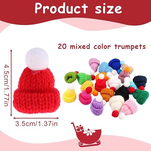 EIHI Mini Chapeaux Tricotés, Mini Peluche Lot Chapeau, Chapeau pour Bricolage, Chapeaux de Père Noël, Petit Chapeau Peluche DIY, Chapeau de Poupée pour Décoration de Bouteille de Vin, 20 pièce - Nail Gallerys