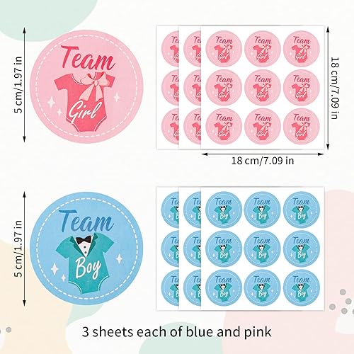 54pcs Autocollants Gender Reveal, 5 cm Autocollants Ronds Équipe Garçon ou Fille Étiquettes Bleues et Roses pour Baby Shower pour Enveloppe Jeux Cadeaux de fête Décoration (Tétine) - Nail Gallerys