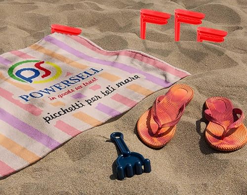 Lot de 4 piquets de plage pour fixer – Idéal pour la plage, le voyage, le camping ou le pique-nique, les chevilles de plage – Arrêtez (rouge) - Nail Gallerys