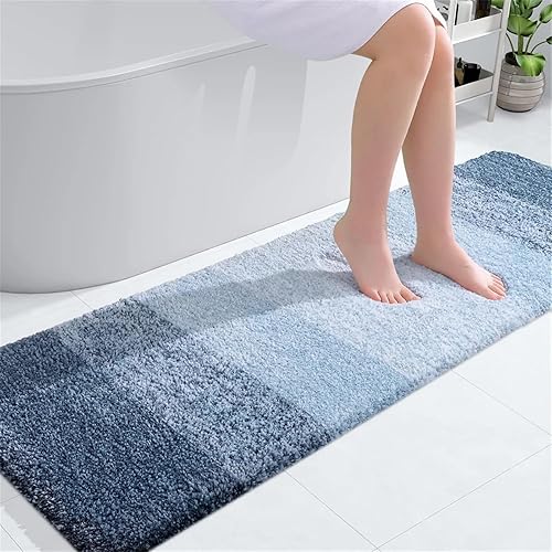 Grand tapis de salle de bain, doux et absorbant, antidérapant, à séchage rapide, for sol de salle de bain, baignoire, douche, tapis de pied, décor de pièce Pour EntréE(Blue,60x150cm(24x59 inch)) - Nail Gallerys