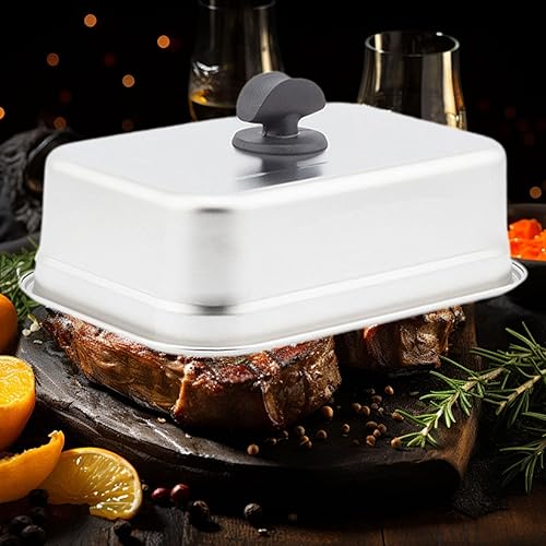 F Fityle Dôme de Cuisson à la Vapeur rectangulaire en Acier Inoxydable pour Steaks, Barbecue, teppanyaki, sandwichs, 40cmx29cmx12cm - Nail Gallerys