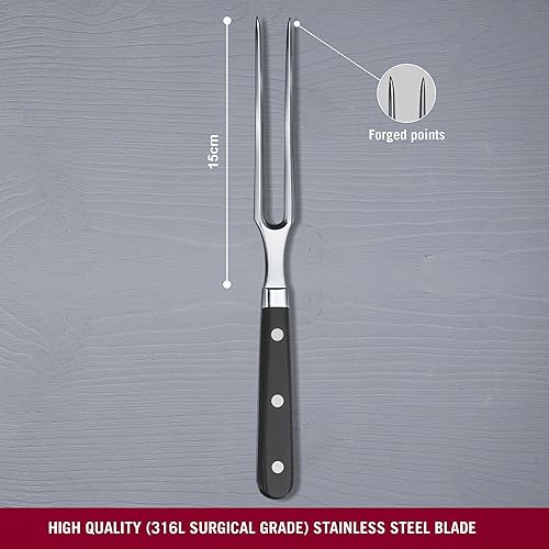 Victorinox Grand Maître, Fourchette à découper professionnelle, Lame extra-tranchante, 15 cm, Manche plastique robuste, Acier inoxydable, noir - Nail Gallerys