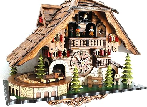 CLOCKVILLA HETTICH-UHREN Forêt-Noire Horloge à coucou Maison de la Forêt-Noire Quartz Train Mobile Musique - Nail Gallerys
