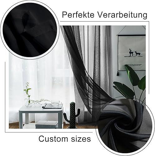 Rideaux Occultants Isolant Thermique Anti Froid 180 x 100 cm 100% Polyester/Transparent Intérieurs Rideaux Franges Paillette pour Porte Fenetre Dressing Salon, Noir - Nail Gallerys