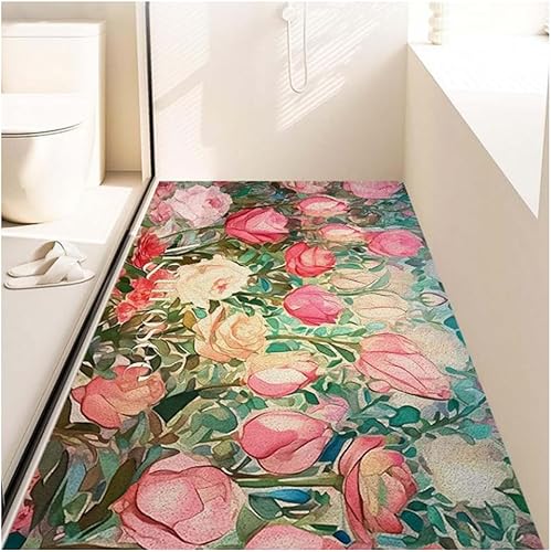 Grand tapis de douche antidérapant en luffa en PVC pour salle de bain - Anti-moisissure - Tapis de sol texturé extra doux - Rose - 80 x 120 cm - Nail Gallerys