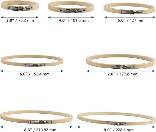 CHUIFAI Lot de 21 cercles à broder en bois - Réglables - 7 tailles - 7,5 cm 9,6 cm 12,5 cm 15 cm 18 cm 21 cm 22,5 cm - Cercles de broderie en bois de bambou pour broderie au point de croix DIY - Nail Gallerys