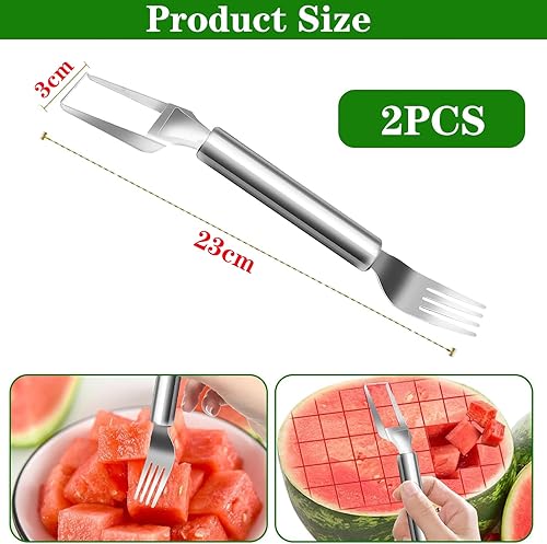 Coupe Pastèque 2 en 1, Trancheuse de Pastèque en Acier Inoxydable, Coupe-Melon à Double Tête, Coupe-Melon 2PCS Trancheuse de Pastèque pour Gadget de Cuisine - Nail Gallerys