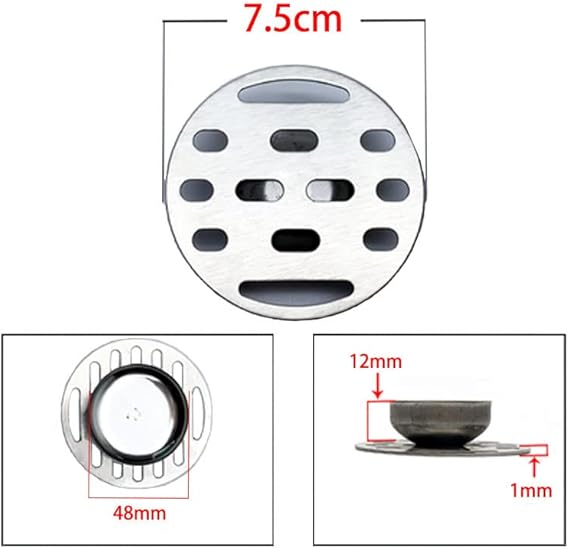 Ymnilian Bonde Douche,Siphon de Sol Couvercle de vidange de Sol Rond en Acier Inoxydable, 1 pièce, Anti-colmatage, for Salle de Bain, Machine à Laver, Toilettes, égouts(10.5cm) - Nail Gallerys