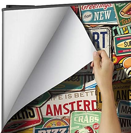 MEGADECOR - Autocollant décoratif en vinyle, pour réfrigérateur, avec motif de panneaux vintage et inscription « Work Smart, Not Hard » (185 x 60 cm) - Nail Gallerys