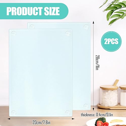 Lot de 2 planches à découper en verre trempé, pieds en caoutchouc antidérapants, 20 x 28 cm, plateau durable pour comptoir de cuisine, table, incassable, résistant à la chaleur - Nail Gallerys