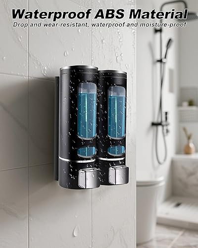 Distributeur de savon mural - 800 ml - Shampoing - Gel douche - Distributeur de savon de douche - 2 compartiments - Pour salles de bains, hôtels, gymnases et cuisines - Nail Gallerys