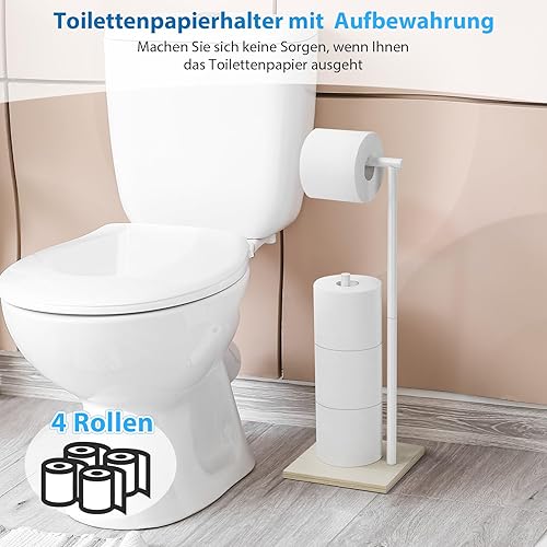 Porte-rouleau de papier toilette en métal blanc peu encombrant - Étanche - Avec espace pour 4 rouleaux de rechange - Nail Gallerys