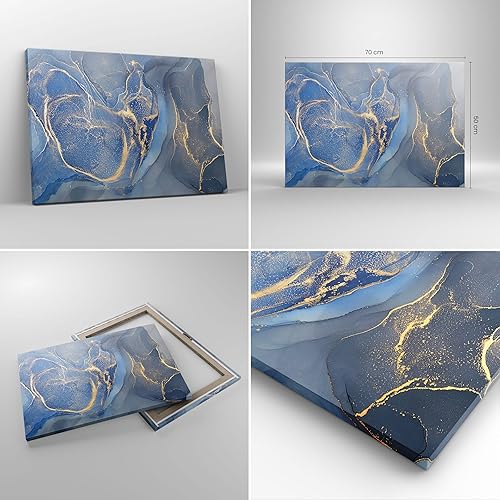 Moderne Impression sur Toile Or bleu peinture Image Tableau Decoration Murale 70x50cm Deco Cadre Décoration Salon Chambre Cuisine Horizontal Tableaux Decoratifs Muraux Art Wall Decor AA70x50-5029 - Nail Gallerys