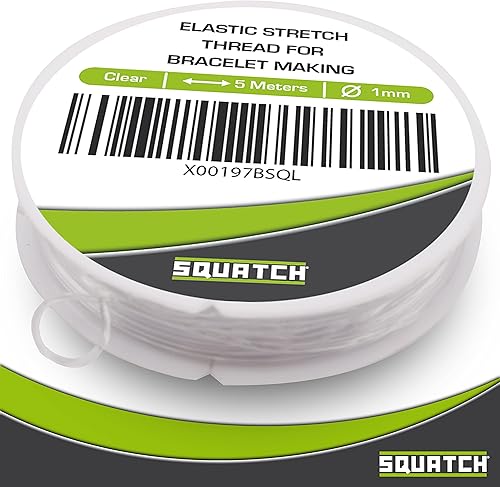 SQUATCH® | 1 Bobine Fil Extensible Élastique Transparent pour Fabrication de Bracelets et Bijoux | Longueur 5 mètres - Nail Gallerys