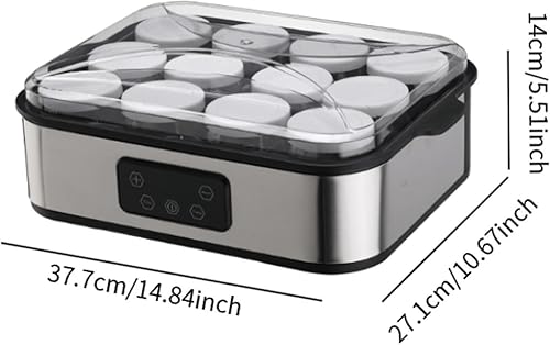 Baoblaze Yaourtière avec 12 pots en verre Natto Machine à yaourt automatique Machine à fromage pour magasin Salle à manger Appareil de cuisine - Nail Gallerys