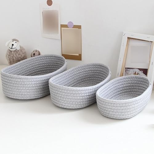 Panier rangement, Rangement salle de bain, Petits panier osier rangement En Corde De Coton, Conteneurs Décoratifs Ovales Pour bureau (1, L) - Nail Gallerys